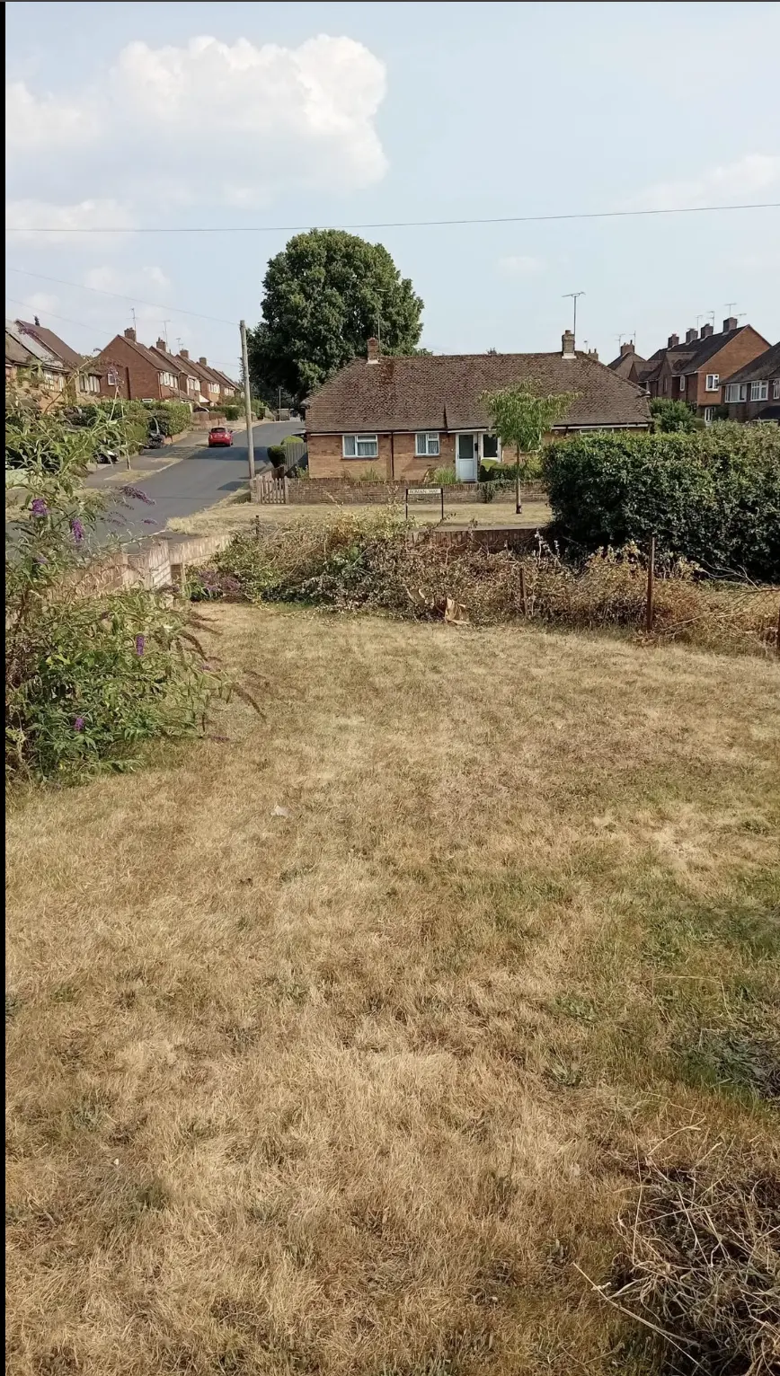 Large sloped lawn awaiting landscaping